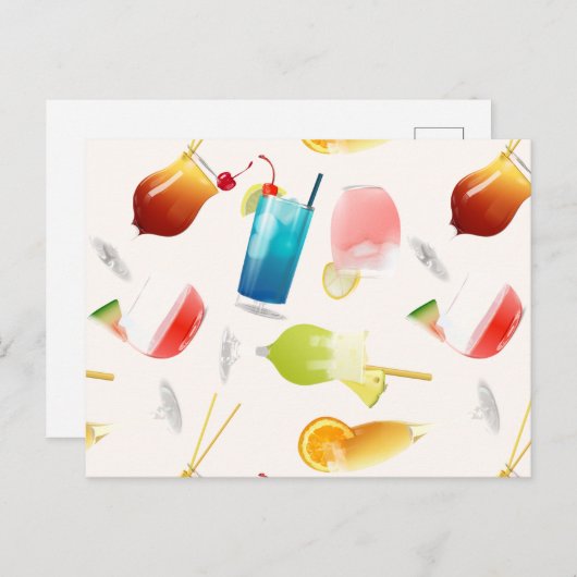 Patroonechte cocktails en lange drinken briefkaart (Voorkant / Achterkant)