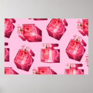 Patroonflessen van vrouwelijke parfum poster