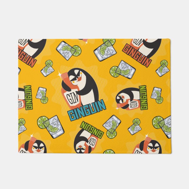 Patroongin, ginguïn pinguïn cadeau voor gin-ventil deurmat (Voorkant)