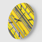 Patroonklok met geel en grijs strips grote klok (Hoek)