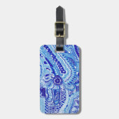 Patroonkunst in Royal Blue en White Ming Bagagelabel (Voorkant verticaal)