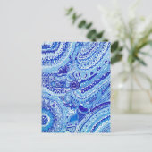 Patroonkunst in Royal Blue en White Ming Briefkaart (Staand voorkant)