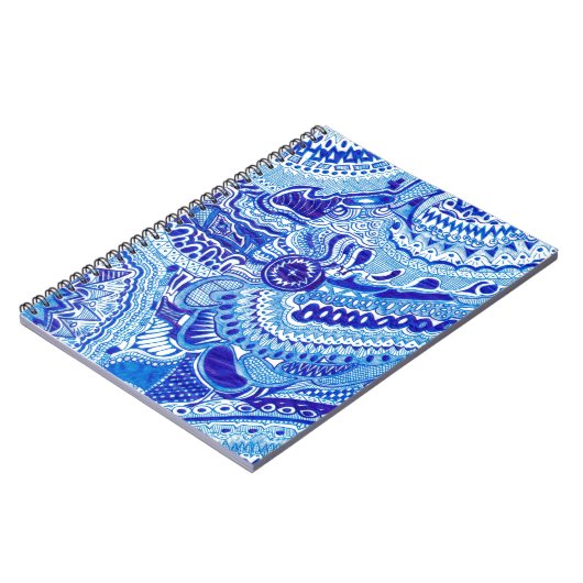 Patroonkunst in Royal Blue en White Ming Notitieboek (Linkerzijde)