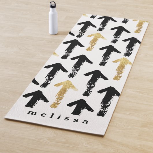 Patroonmonogram voor moderne gouden, zwarte en wit yogamat (In situ)