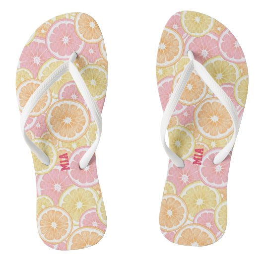 Patroonnaam van tropische citrusvruchten teenslippers (Voetbed)