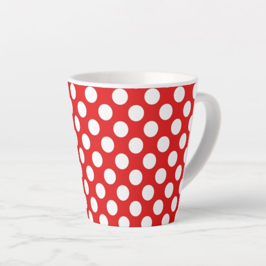Patroonontwerp rode witte pokadots latte mok (Rechterhoek)