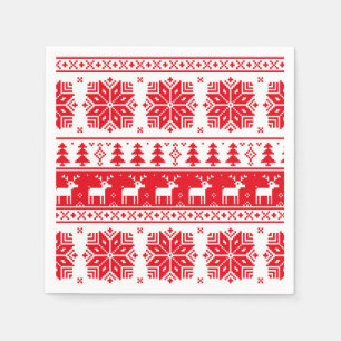 Patroonpapier voor rode en witte kerstfeestjes servet