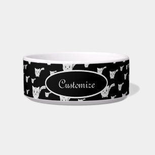 Patroonplaat zwart/wit Kat Voerbakje