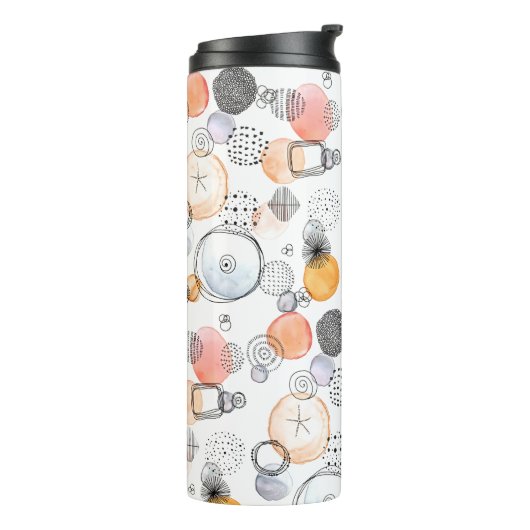 Patroonroze en blauw Abstract Thermosbeker (Gedraaid links)