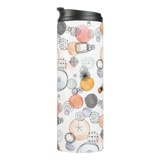 Patroonroze en blauw Abstract Thermosbeker (Geroteerd rechts)