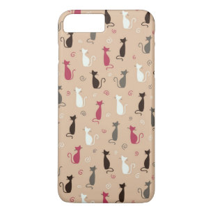 Patroonroze katten 	iPhone 8 plus / 7 plus hoesje