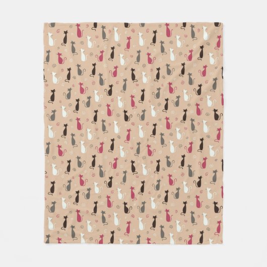 Patroonroze katten fleece deken (Voorkant)
