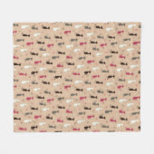 Patroonroze katten fleece deken (Voorkant (Horizontaal))