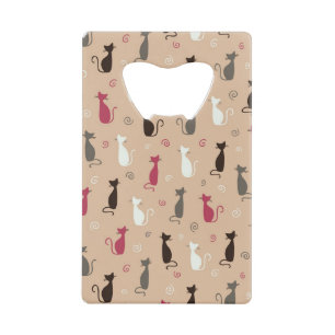 Patroonroze katten kredietkaart flessenopener