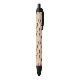 Patroonroze katten zwarte inkt pen