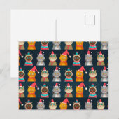 Patroonschatbare kat kerstmis, Meow Kerstmis Briefkaart (Voorkant / Achterkant)