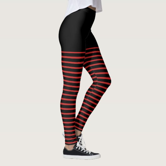 Patroonstrips met zwarte en rode strepen leggings (Rechts)