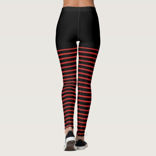 Patroonstrips met zwarte en rode strepen leggings (Achterkant)