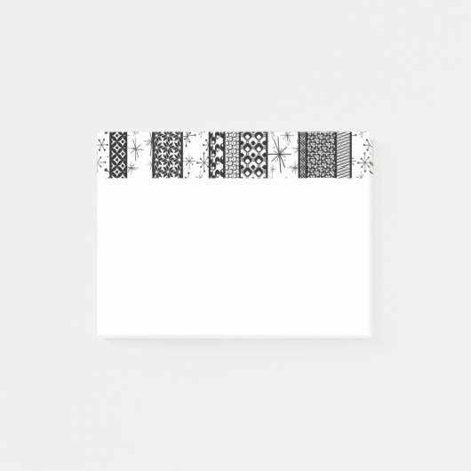 Patroonstrips voor zwart-wit Retro 1 Post-it® Notes (Voorkant)