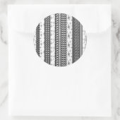 Patroonstrips voor zwart-wit Retro 1 Ronde Sticker (Tas)