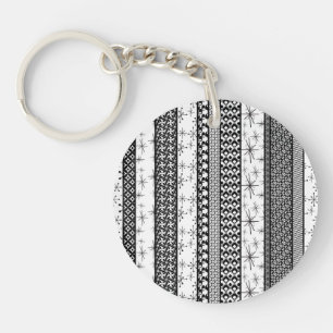 Patroonstrips voor zwart-wit Retro 1 Sleutelhanger