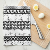 Patroonstrips voor zwart-wit Retro 1 Theedoek (Quarter Fold)