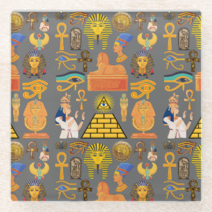 Patroonsymbool Ouder Egyptisch Hieroglyphic Glazen Onderzetter