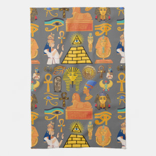 Patroonsymbool Ouder Egyptisch Hieroglyphic Theedoek