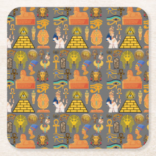 Patroonsymbool Ouder Egyptisch Hieroglyphic Vierkante Kartonnen Onderzetter