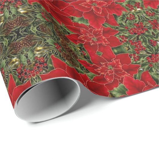 Patroonverlooppapier voor rood en gouden inkepinge cadeaupapier (Rol Hoek)