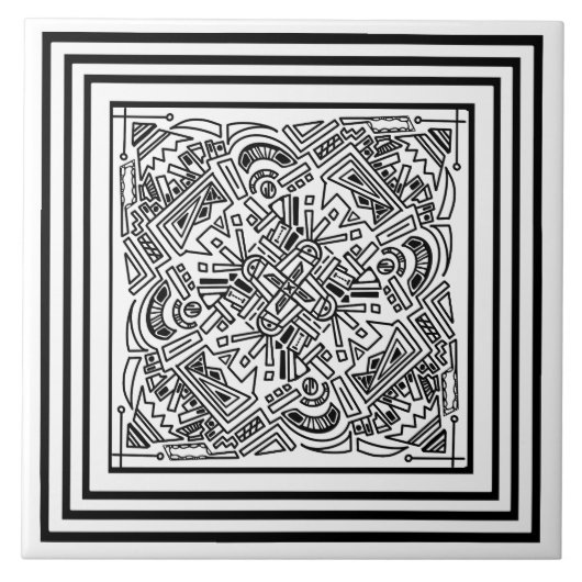 Patroonzwart en wit tegeltje (Voorkant)