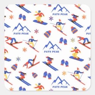 Pats Peak New Hampshire Ski snowboard patroon Vierkante Sticker