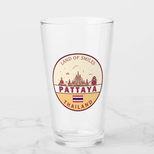 Pattaya Thailand City Skyline Embleem Glas (Voorkant)