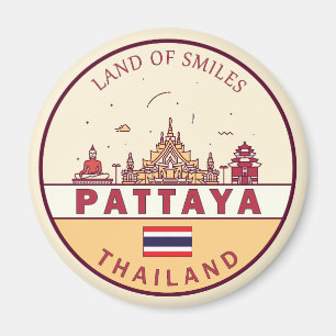 Pattaya Thailand City Skyline Embleem Magneet
