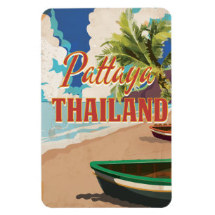 Pattaya Thailand Vintage Travel Poster Magneet