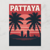Pattaya Thailand Zonsondergang Palmboom Briefkaart (Voorkant)