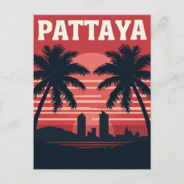 Pattaya Thailand Zonsondergang Palmboom Briefkaart