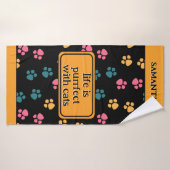 Patte de chat noir drôle mignonne (Serviette de bain)