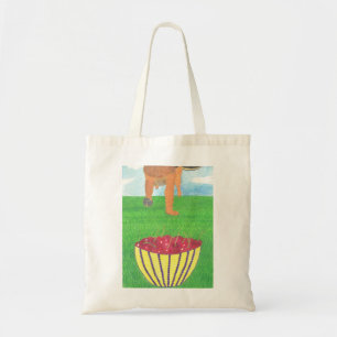 Patte de chien et sac à cerises