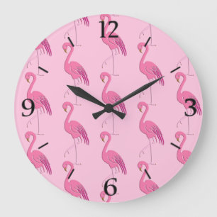 Patte rose Flamingo Motif Grande horloge