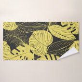 Patte Tropicale Noir Jaune Deux Tons (Serviette de bain)
