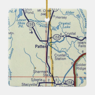 Patten Maine Map Keramisch Ornament
