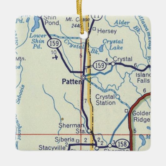 Patten Maine Map Keramisch Ornament (Voorkant)