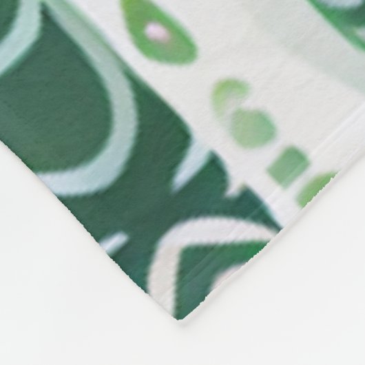 patterend groen blad fleece deken (Hoek)