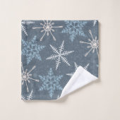 Patteries bleues de snowflakes d'hiver (Gant de toilette)