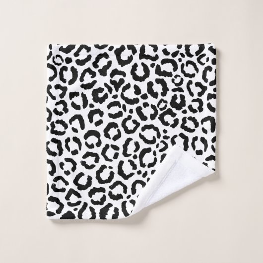 Patteries du Black White Leopard animal (Gant de toilette)