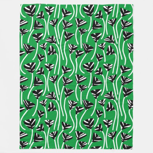 Pattern 210121 - Black, White and Grass Green Fleece Deken (Voorkant)