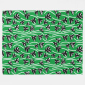 Pattern 210121 - Black, White and Grass Green Fleece Deken (Voorkant (Horizontaal))