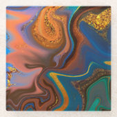 pattern abstract marbled glazen onderzetter (Voorkant)