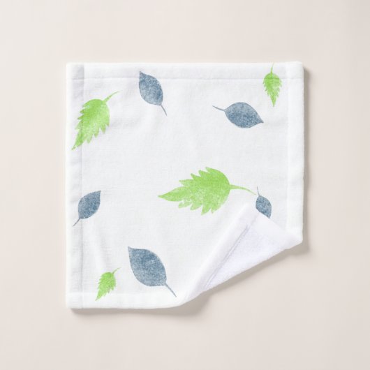 Pattern Blue & Green Leaves (Gant de toilette)